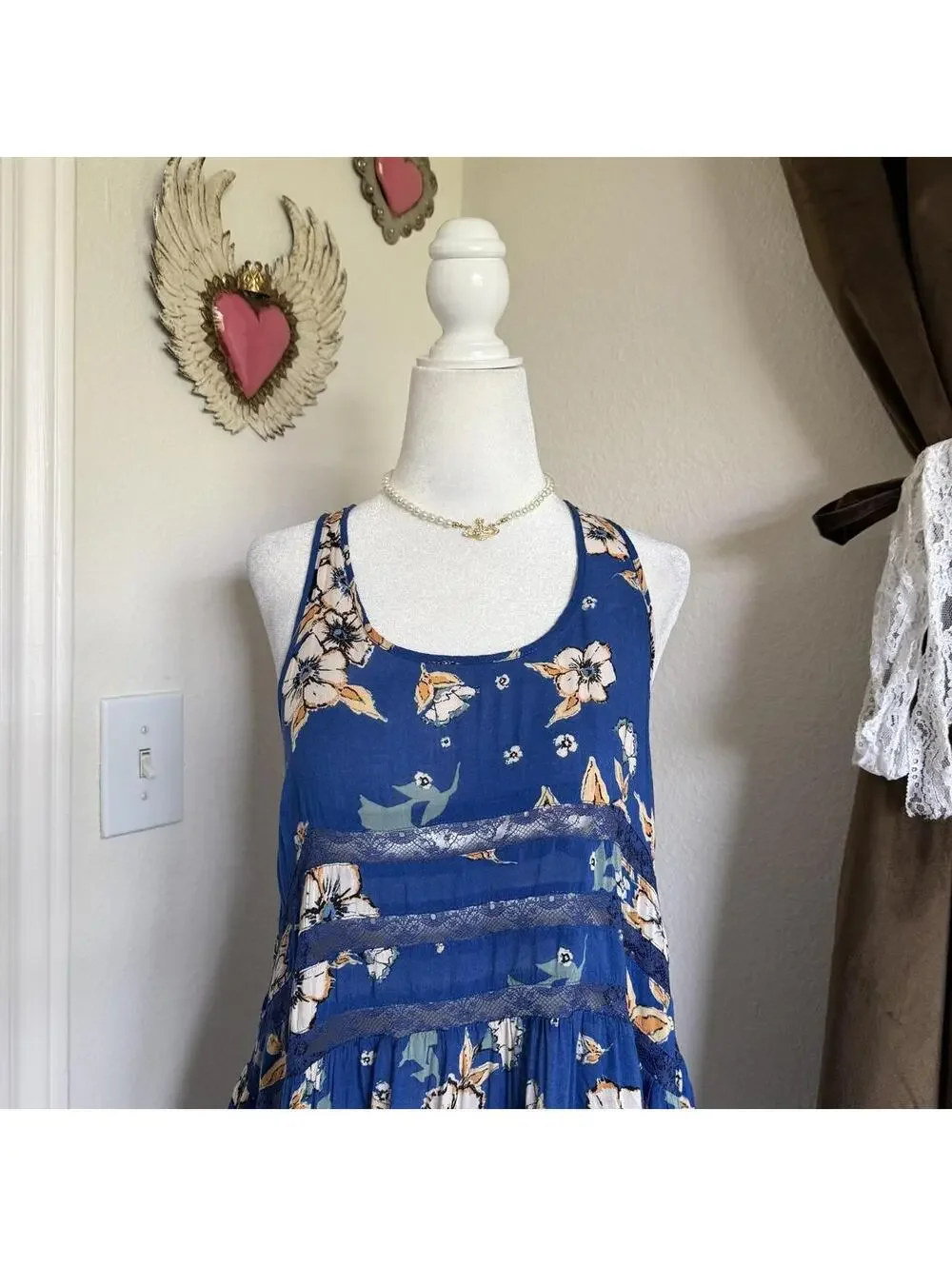 Free People Intimates Flowy Floral Swing Slip Dress 2010s Twee Bohemian Hippie